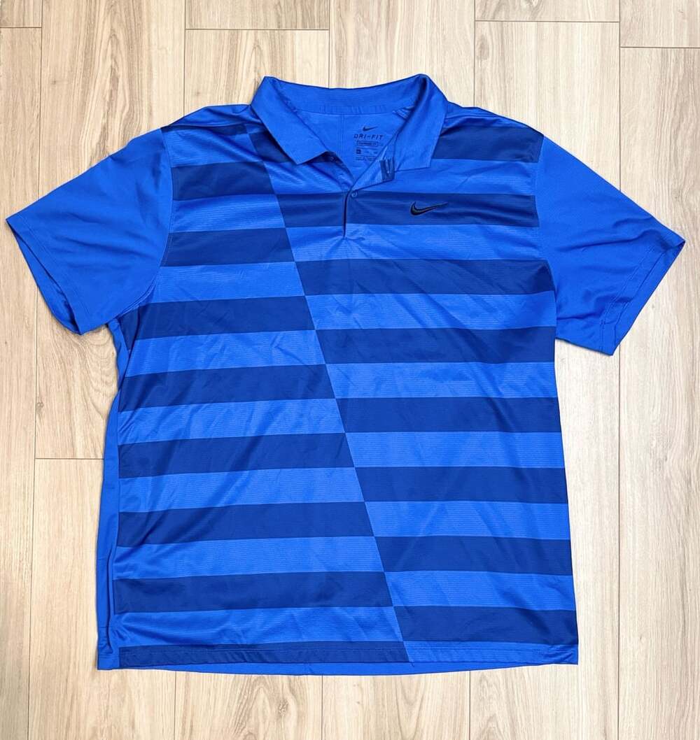Nike Dri-Fit Blue Striped Golf Polo Shirt XXL